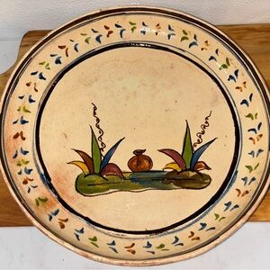 Vintage Mexican Pottery Siesta Cactus Desert Large Old Stamped Charger Plate 13"